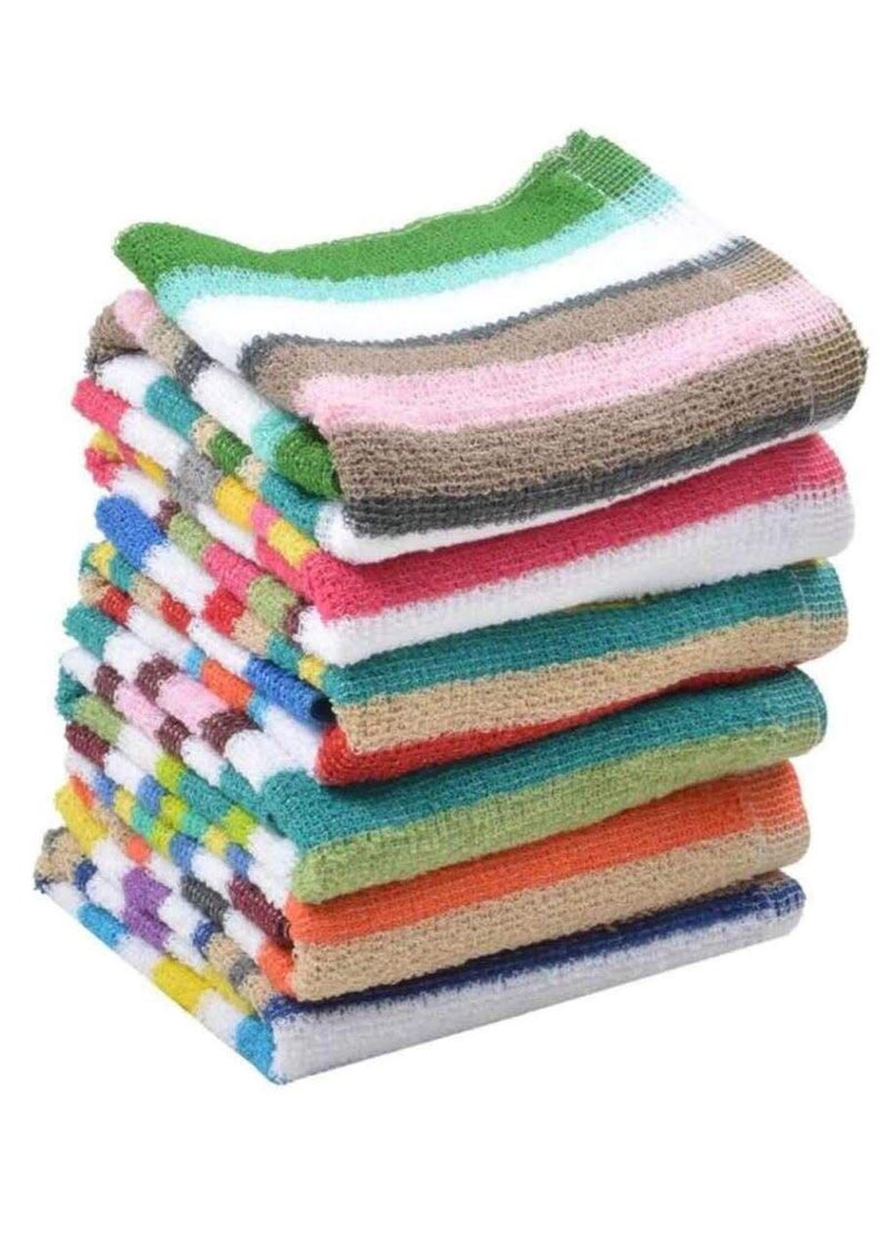 GLOW HOME Glow Home 300 GSM Super Soft 100 Cotton Hand Towels for GymWorkout and Bathroom Highly Absorbent Stripes Gym Towel for Men Workout Women Workout Pack of 6 14 x 21 Inches Multicolor  - Image 1