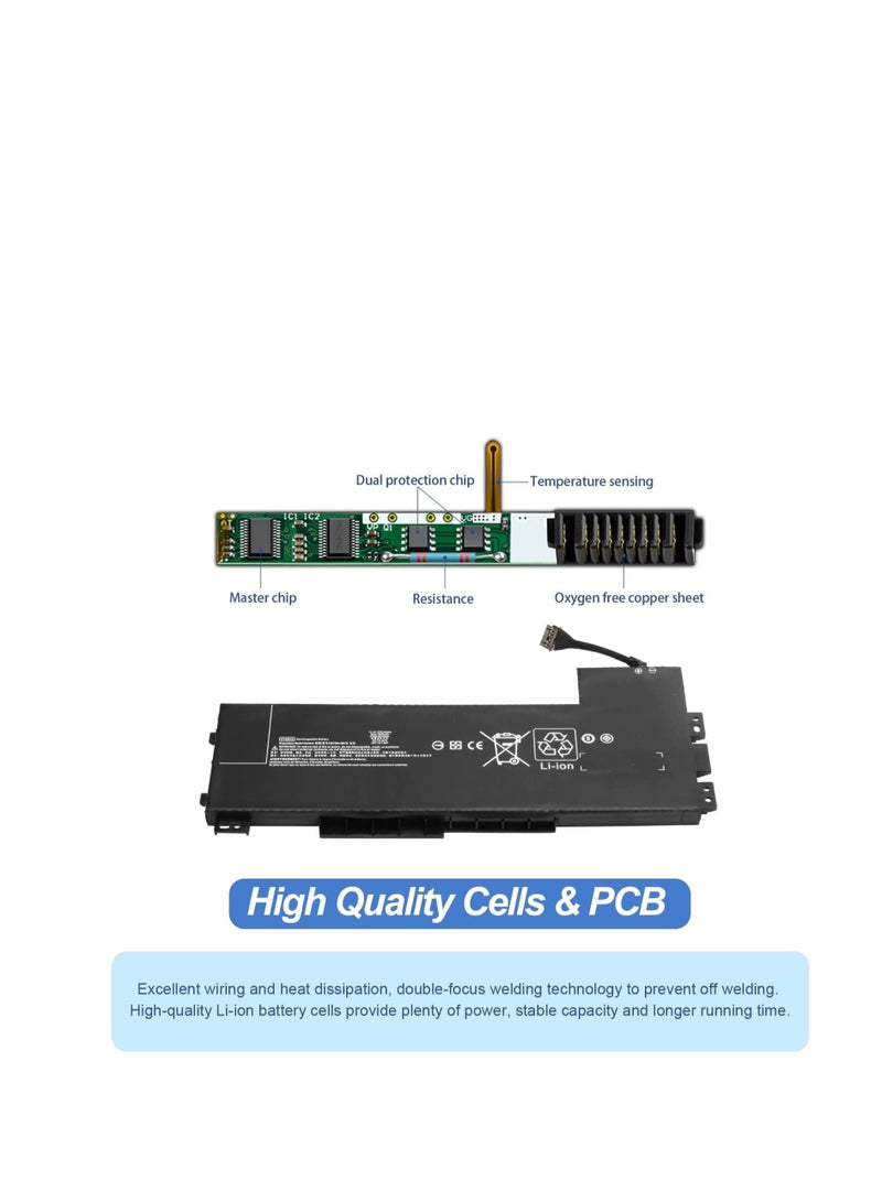 Terabyte بطارية لابتوب بديلة VV09XL HSTNN-DB7D متوافقة مع سلسلة HP ZBook 15 G3 G4 17 G3 محطة العمل المحمولة HSTNN-DB7D - Image 3