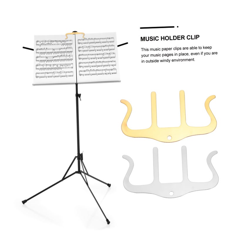 Adjustable Metal Sheet Music Holder Page Clips Lightweight Sturdy Wind Clips 2PCS Set - Image 4
