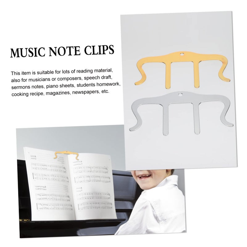 Adjustable Metal Sheet Music Holder Page Clips Lightweight Sturdy Wind Clips 2PCS Set - Image 3