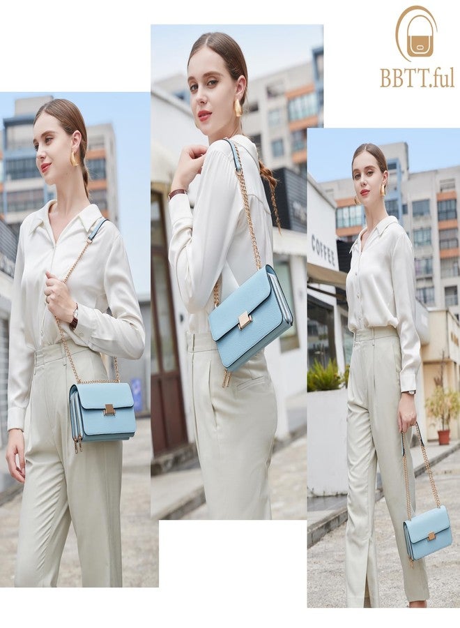 BBTT.ful Square Shoulder Bags for Women Chain Strap Crossbody Bag Medium Leather Evening Bag for Women Satchel Handbags Party Purse (blue) - Image 2