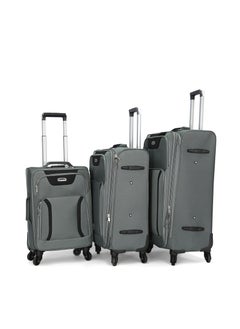 GIORDANO Giordano Trolley Bags 3 PCS Set Softside Spinners,Grey  - Image 1