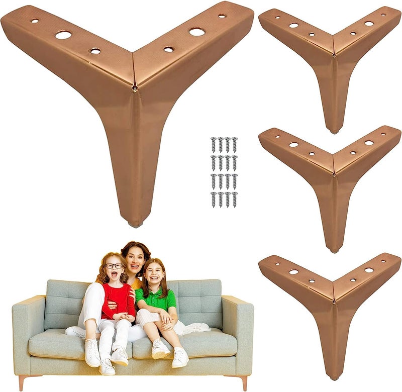 VMD 3 Stainless Steel 2mm hevy Y Type Furniture Hardware Leg Sofa Bed Legs RoseGold Pack of 4 - Image 1
