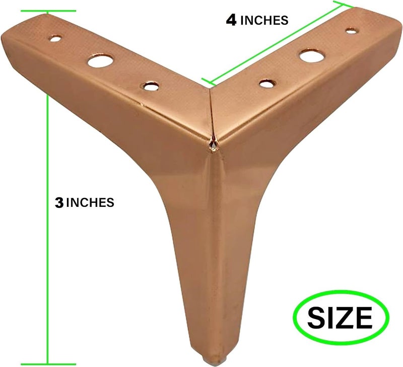 VMD 3 Stainless Steel 2mm hevy Y Type Furniture Hardware Leg Sofa Bed Legs RoseGold Pack of 4 - Image 2