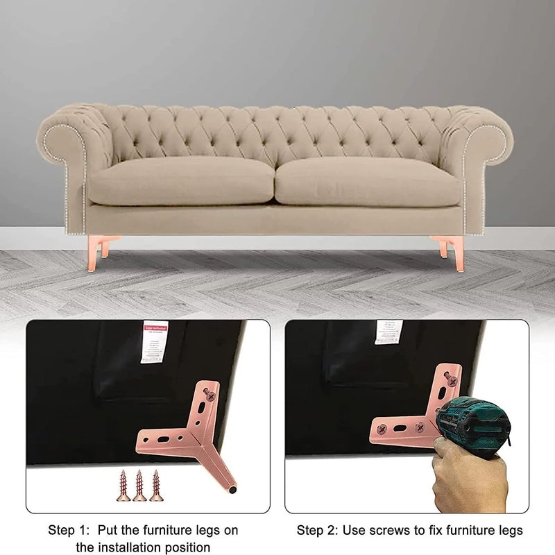 VMD 3 Stainless Steel 2mm hevy Y Type Furniture Hardware Leg Sofa Bed Legs RoseGold Pack of 4 - Image 5