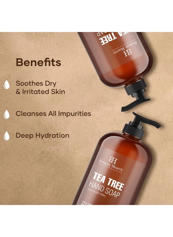 Botanic Hearth - Tea Tree Liquid Hand Soap - Sulfate Free Formula - Multi Purpose Hand Wash With Aloe Vera And Premium Grade Tea Tree Oil, Pump Dispenser - 16 Fl Oz - Image 1