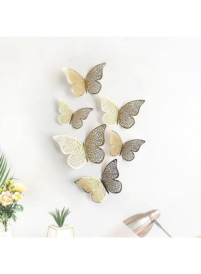 Xtore 6Pcs 3D Butterfly with Sticking Pad for Home | Office | Kitchen Decor (Pack of 6, Golden) - Image 1