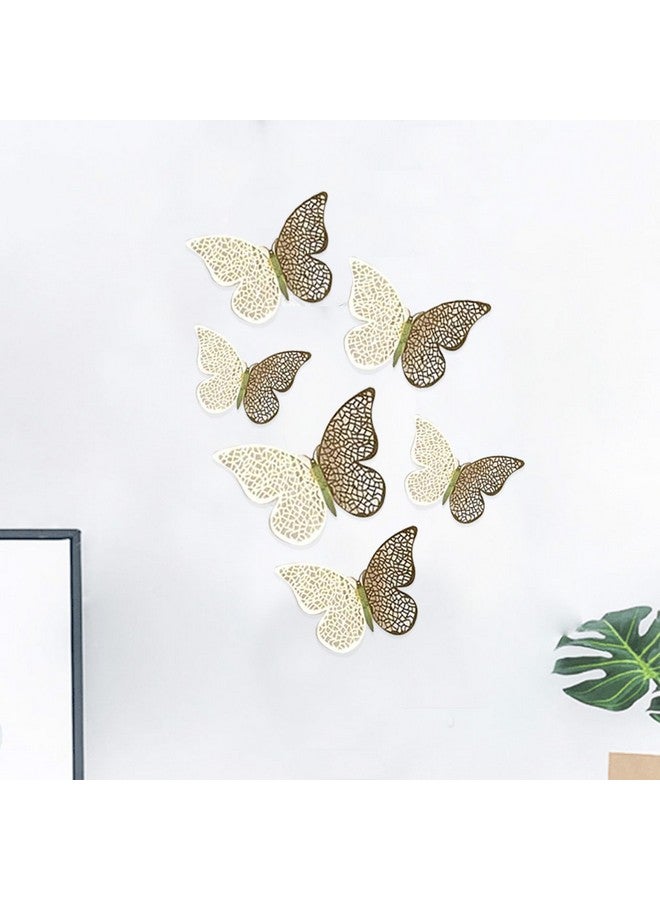 Xtore 6Pcs 3D Butterfly with Sticking Pad for Home | Office | Kitchen Decor (Pack of 6, Golden) - Image 4