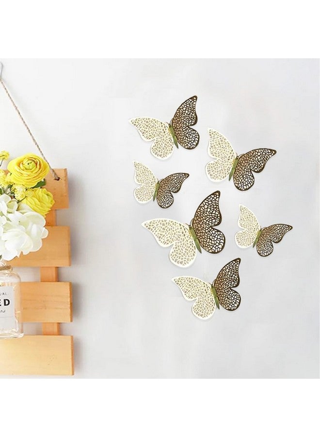 Xtore 6Pcs 3D Butterfly with Sticking Pad for Home | Office | Kitchen Decor (Pack of 6, Golden) - Image 2