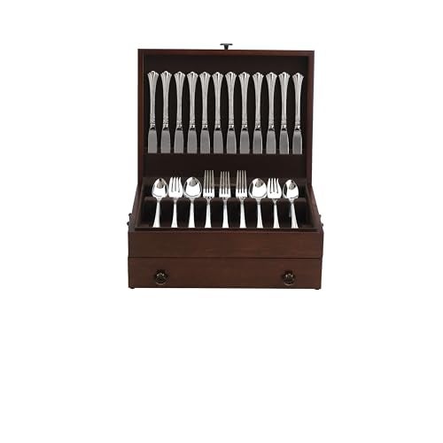 Reed & Barton Storage, Bristol Cherry Finish Flatware Chest, MDF Wood, Silverware Organizer, Tarnish-Resistant Cloth, Stores 210 Pieces, Silverware Storage, Home And Kitchen (1 Piece, Brown) - Image 2