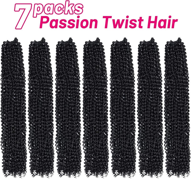 Dorsanee Passion Twist Hair 22 Inch 7 Packs Water Wave Crochet Hair Long Bohemian Curly Braiding Hair for Butterfly Locs, Faux Locs, Boho Style Spring Twist Crochet Braids (1B#) - Image 2