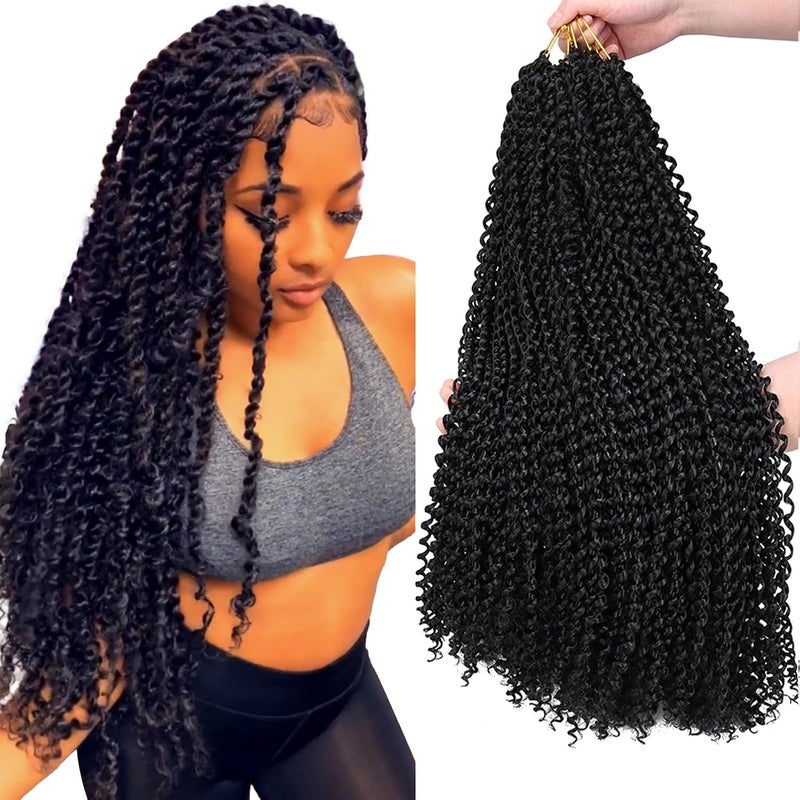Dorsanee Passion Twist Hair 22 Inch 7 Packs Water Wave Crochet Hair Long Bohemian Curly Braiding Hair for Butterfly Locs, Faux Locs, Boho Style Spring Twist Crochet Braids (1B#) - Image 1