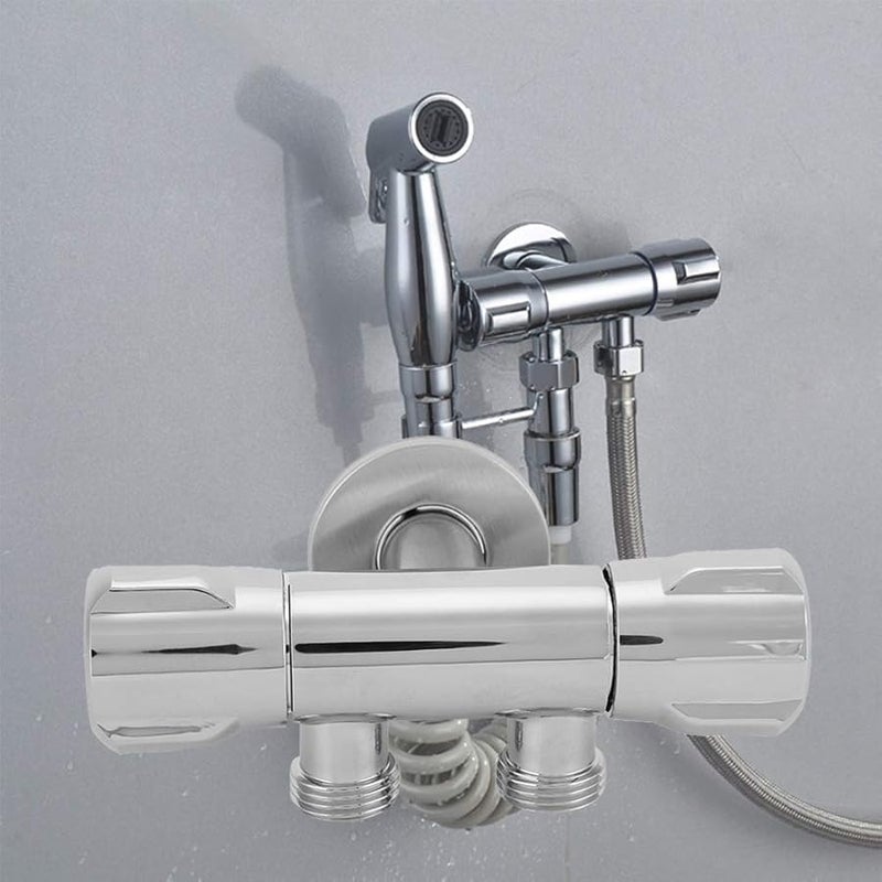 G1 2 Inch Copper Double Outlet Water Angle Valve For Bidet Shower Faucet Toilet - Image 3
