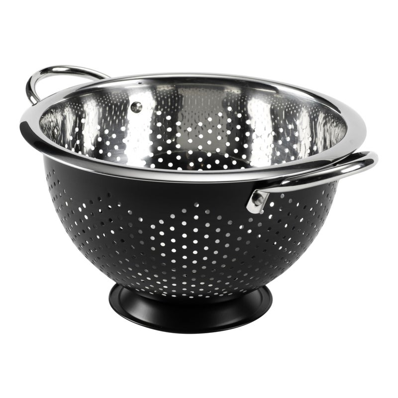 GoodCook Gourmet Colander, 5qt capacity, Stainless Steel with Handles and Elevated Pedestal Foot, Bold Black - Image 4