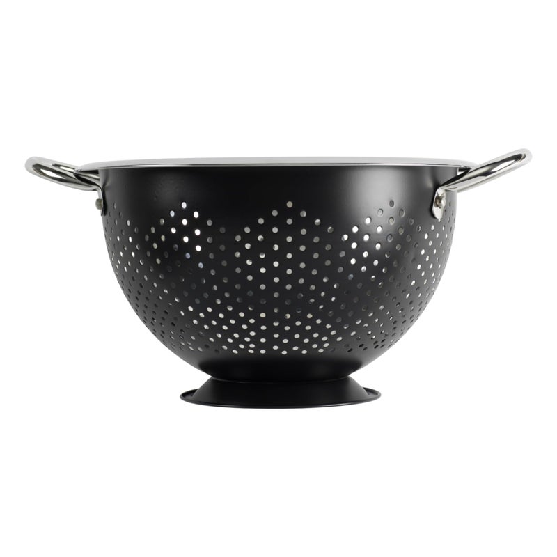 GoodCook Gourmet Colander, 5qt capacity, Stainless Steel with Handles and Elevated Pedestal Foot, Bold Black - Image 1