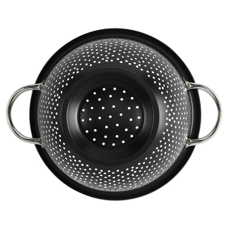 GoodCook Gourmet Colander, 5qt capacity, Stainless Steel with Handles and Elevated Pedestal Foot, Bold Black - Image 3