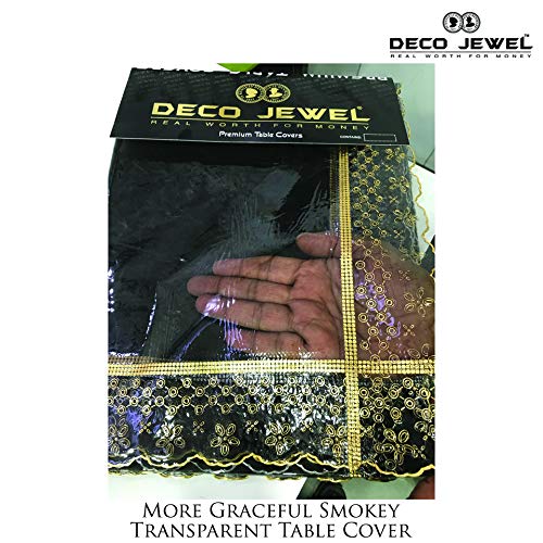Oriental Weavers OrientalWeavers PVC Dining Table Cover | 60" X 60", 4 Seater Rectangle Shape | High Thickness Transparent Table Cloth with Golden Border Lace - Image 5
