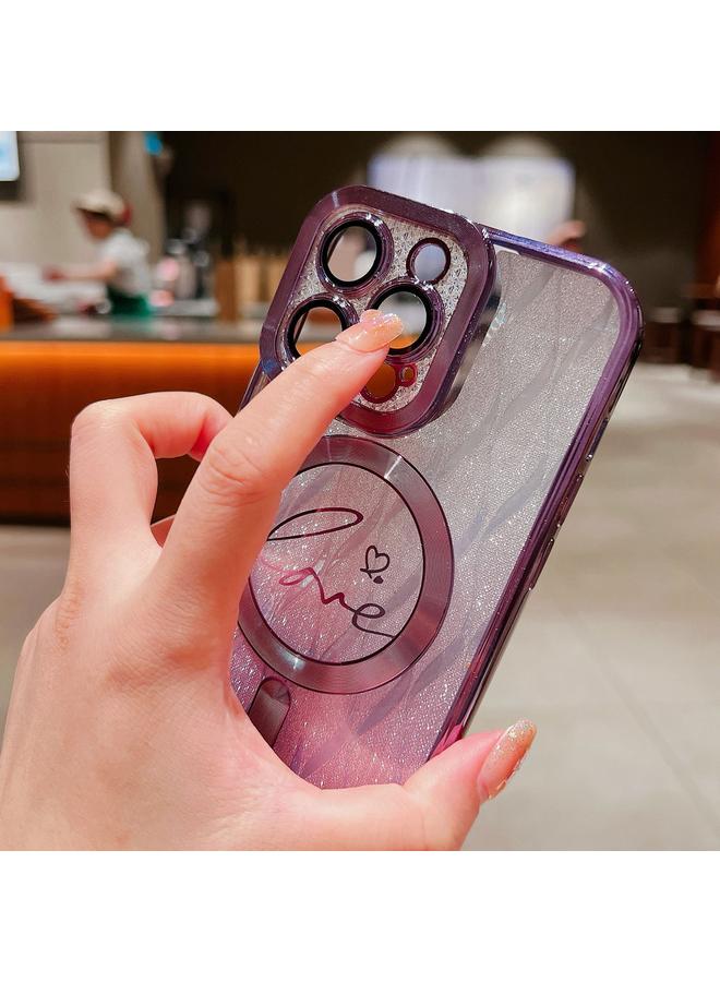 Zaboon Case For iPhone 12 Dual-Love Leaves Gradient Glitter Bracelets Magsafe TPU Phone Case - Image 5