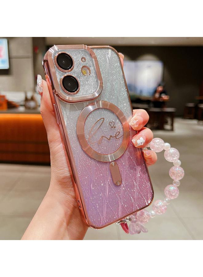 Zaboon Case For iPhone 12 Dual-Love Leaves Gradient Glitter Bracelets Magsafe TPU Phone Case - Image 1