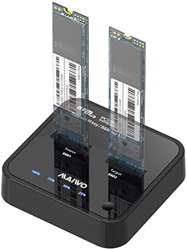 MAIWO NVMe Cloner M2 Duplicator for PCIe NVMe M Key SSD USB C to SSD Adapter Dual Bay Hard Drive Docking Station Reader with UASP 20Gbps USB CA Cables 5V 3A Power - Image 1