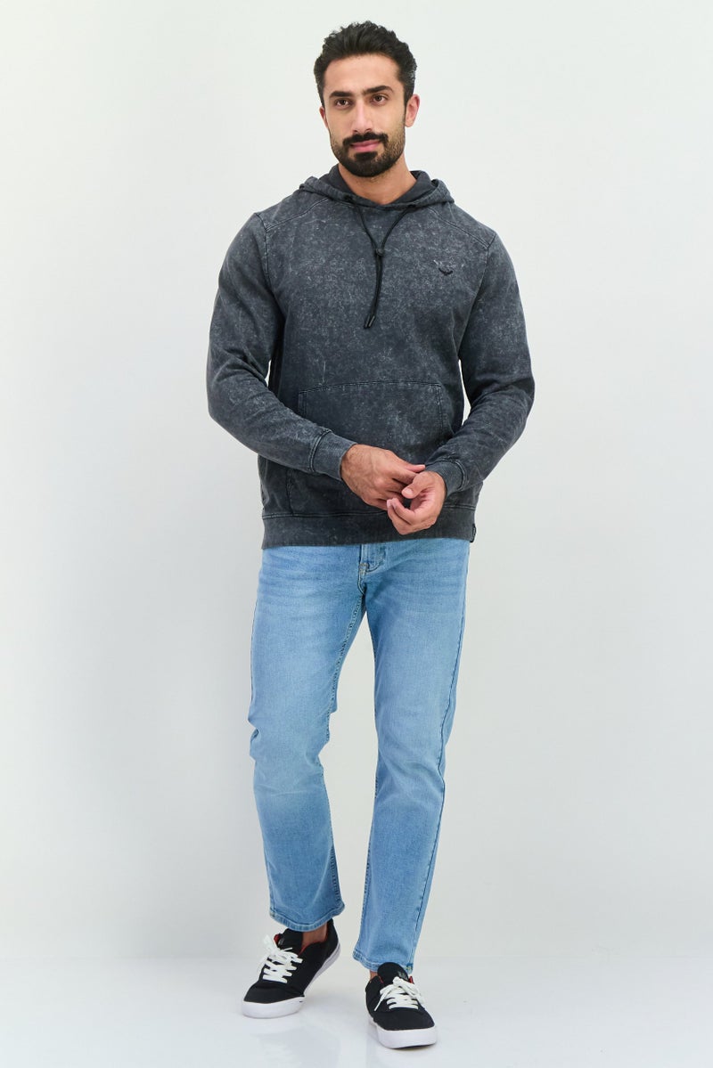 Threadbare Men Hooded Embroidered Long Sleeves Sweatshirt, Charcoal - Image 4