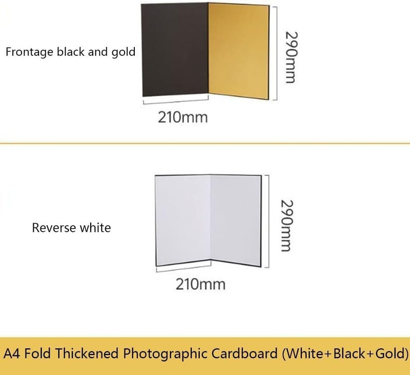 3-in-1 Foldable Light Reflector Diffuser Panel, Black, White and Gold, A4 Size, 29x21cm, Portable for Photography Portable Light Control Card for Studio Shooting - Image 3
