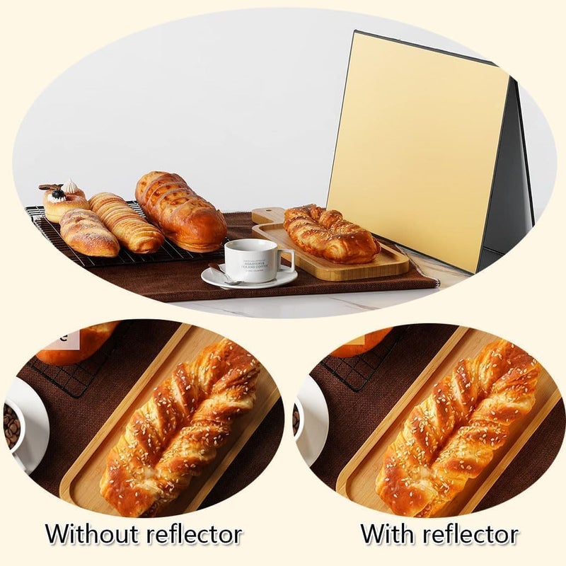 3-in-1 Foldable Light Reflector Diffuser Panel, Black, White and Gold, A4 Size, 29x21cm, Portable for Photography Portable Light Control Card for Studio Shooting - Image 5