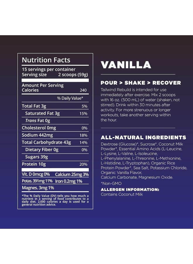 Tailwind Nutrition Vanilla Rebuild Recovery 12 Stick Pack Bag - Image 5