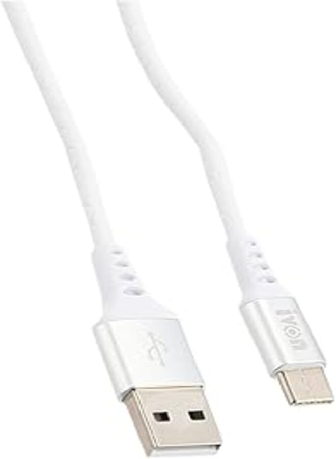 Ivon 2066 type-c fast cable charger and data transfer; 2.4a, 1m- white, USB