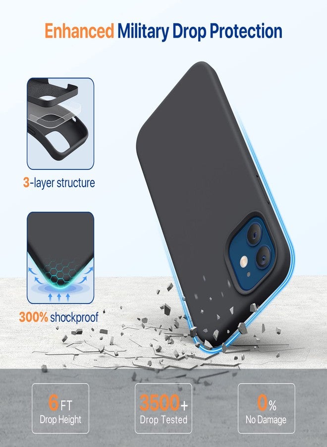 Miracase Compatible with iPhone 12 Phone Case and iPhone 12 Pro Phone Case 6.1 inch(2020),Liquid Silicone Gel Rubber Full Body Protection Shockproof Drop Protection Case(Black) - Image 4