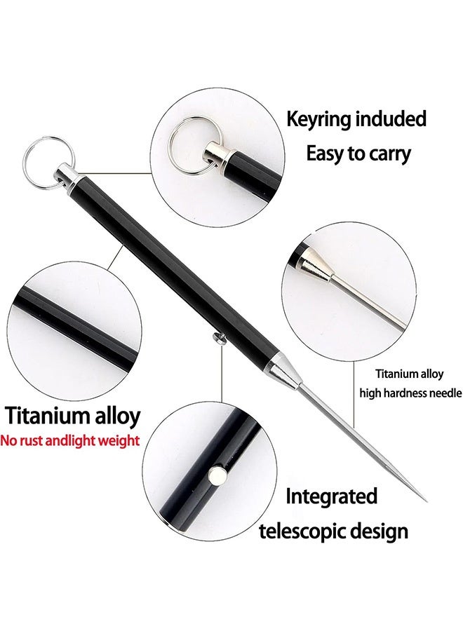 Quantum 3 PCS Toothpicks, Reusable Titanium Metal Toothpicks, Metal Pocket Push-pull Toothpick Key Pendant for Outdoor Picnic Camping  (Black) - Image 3