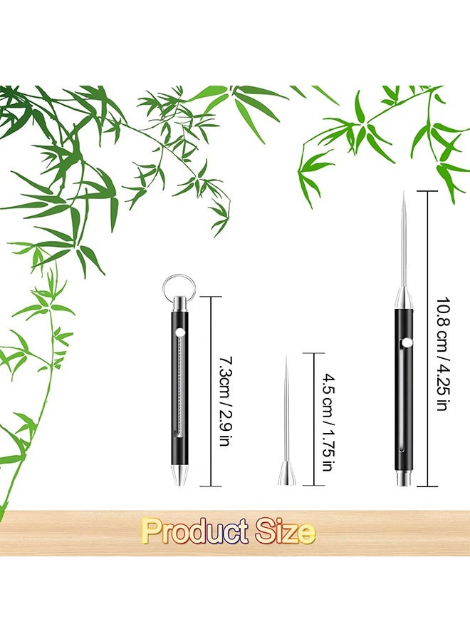 Quantum 3 PCS Toothpicks, Reusable Titanium Metal Toothpicks, Metal Pocket Push-pull Toothpick Key Pendant for Outdoor Picnic Camping  (Black) - Image 2