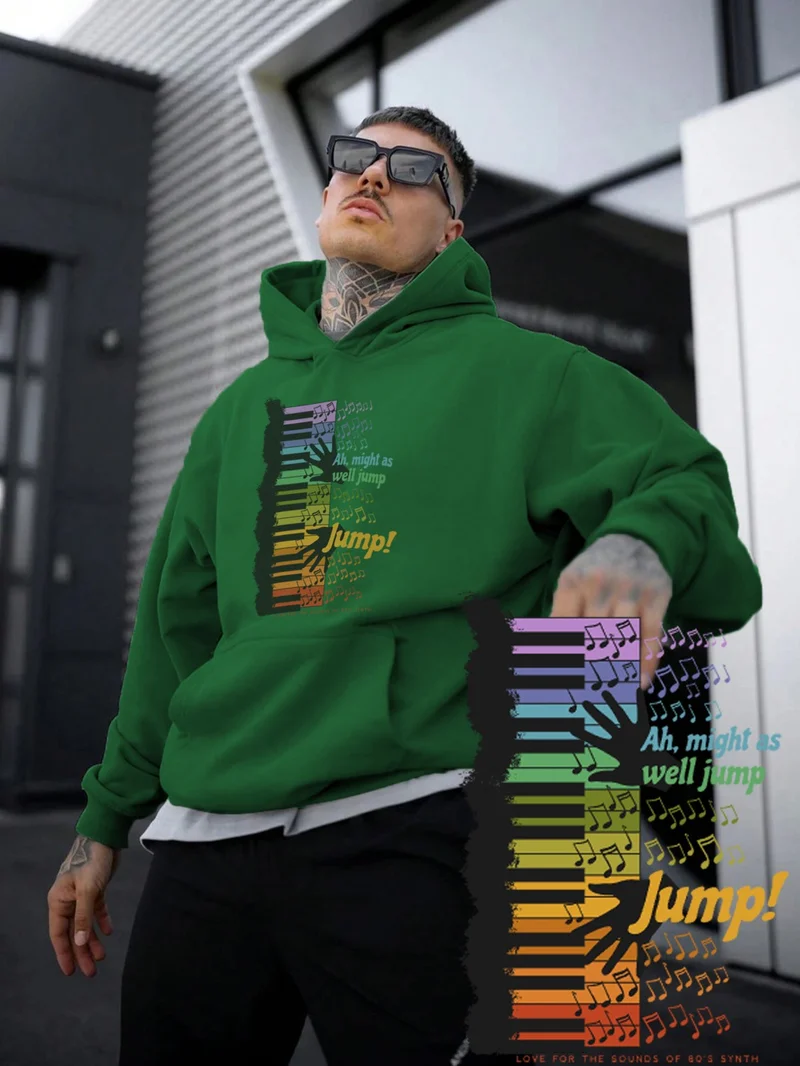 DogFish Women, Men's Sweatshirt Oversize Colorful Keyboard Printed Thick Green Lover Sweatshirt