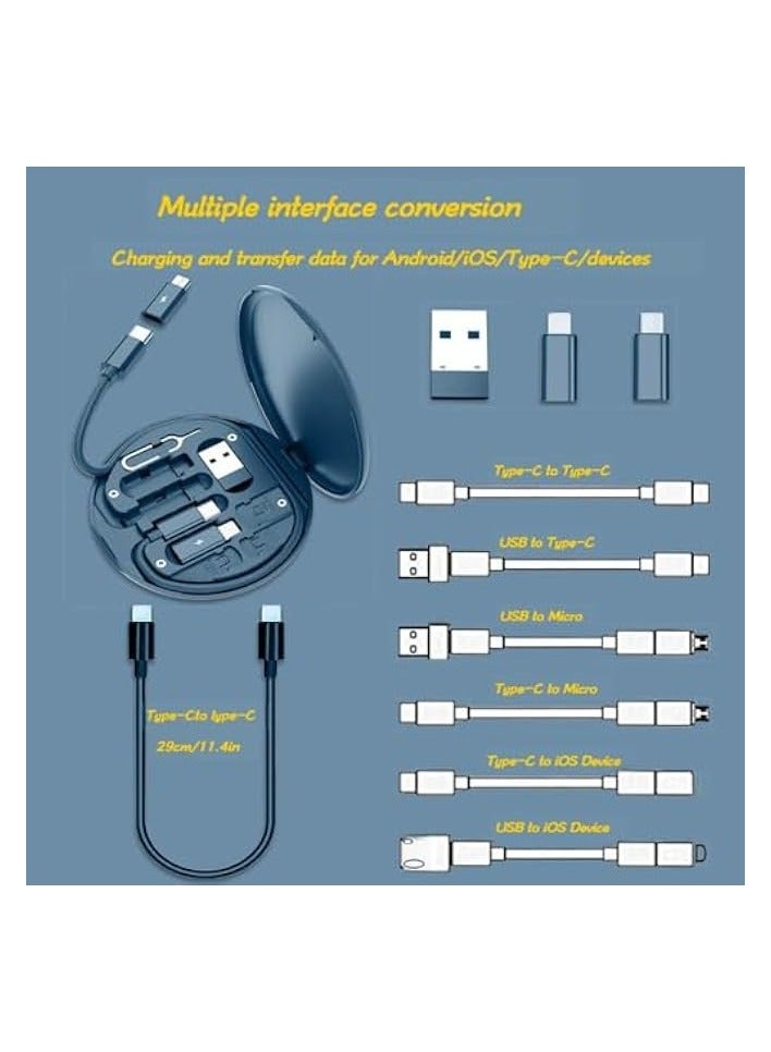 erorex Versatile USB Adapter Kit: Charge, Transfer & Travel Efficiently! USB C to iOS, Type C, Micro Adapters with Data Slot. Phone Holder & Card Case. Midnight Blue - Image 3
