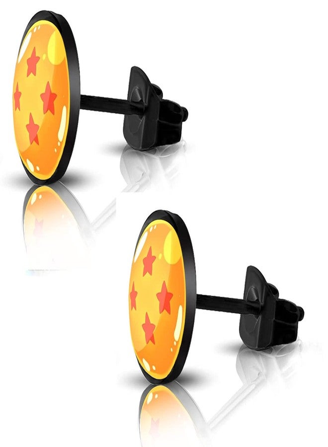 SIISPRI 316L Surgical Stainless Steel Anime Earring Round Circle Button Stud Post Earrings 10MM (black) - Image 1