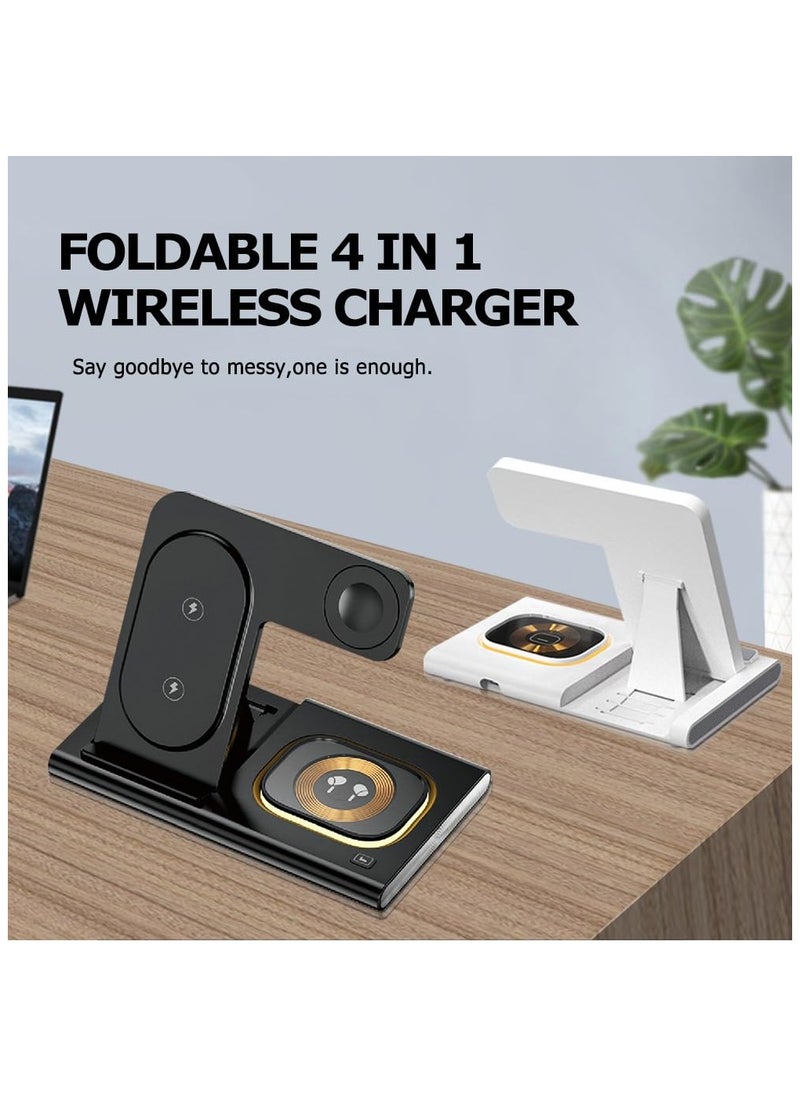 V-Walk - V-WALK 4-IN-1 Multifunctional Fast Wireless Stand Charger Compatible with iPhones/iWatch/AirPods/Type – C Earbuds - Black - Image 1
