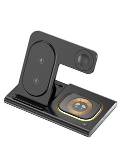 V-WALK 4-IN-1 Multifunctional Fast Wireless Stand Charger Compatible with iPhones/iWatch/AirPods/Type – C Earbuds - Black