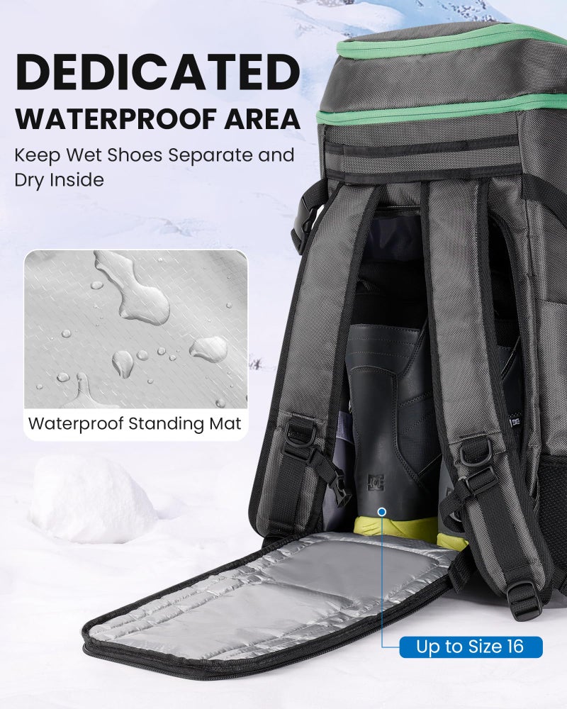 OutdoorMaster Ski Boot Bag, 65L Snowboard Boots Travel Backpack for Helmet, Ski Shoes, Goggles, Gloves, and Accessories | Waterproof Exterior & Bottom - Image 4