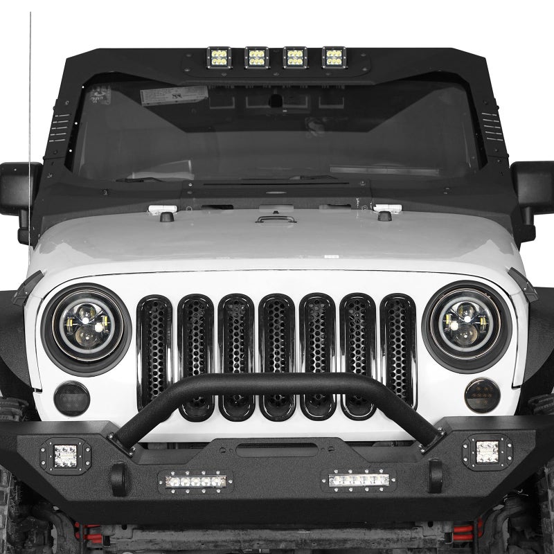Hooke Road Matte Black Headlight Bezels Headlight Cover Trim for 2007-2015 Jeep Wrangler JK & Wrangler Unlimited - Image 4