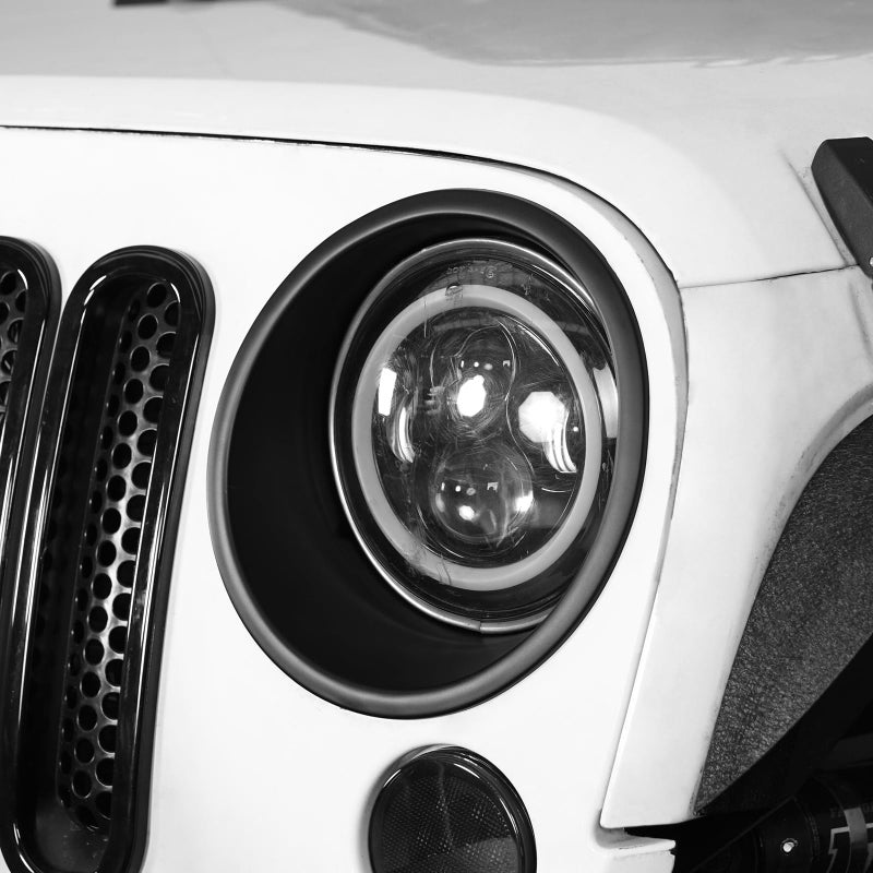 Hooke Road Matte Black Headlight Bezels Headlight Cover Trim for 2007-2015 Jeep Wrangler JK & Wrangler Unlimited - Image 5