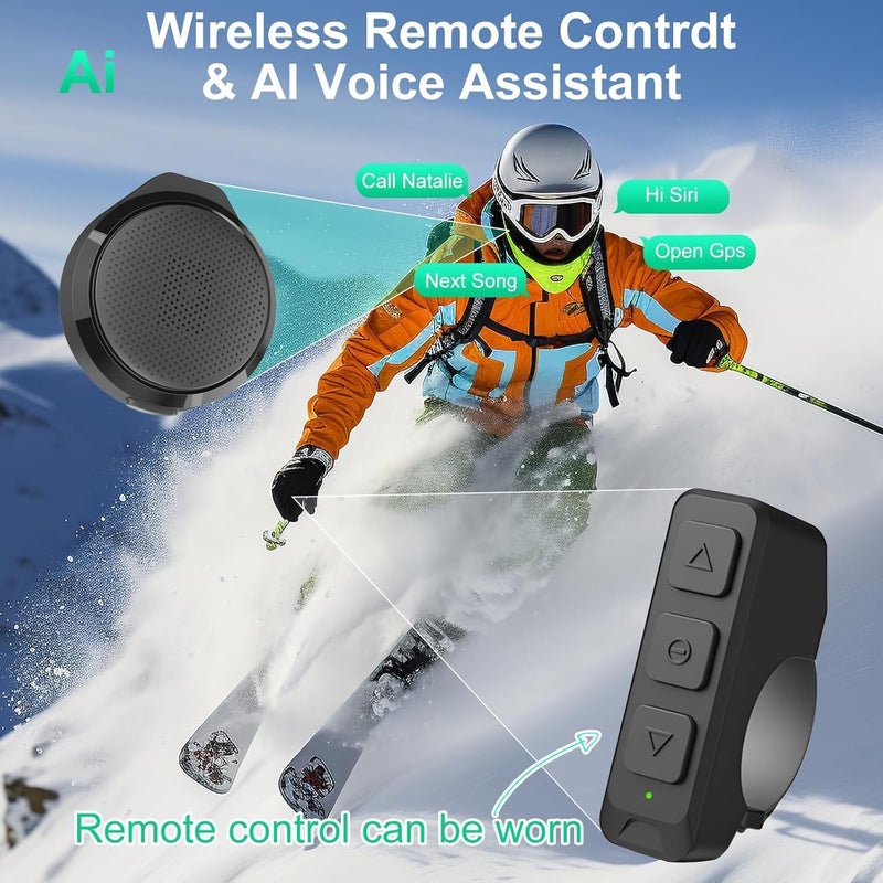 7JI Motorcycle Helmet Bluetooth Headset,Wireless helmet speakers Kit with Charging Case and Remote Control,Stereo Noise Reduction,Universal Communication Systems Motorbike,for Riding Outdoor - Image 3