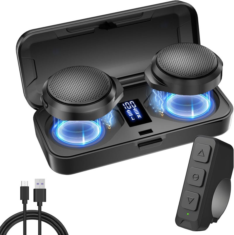 7JI Motorcycle Helmet Bluetooth Headset,Wireless helmet speakers Kit with Charging Case and Remote Control,Stereo Noise Reduction,Universal Communication Systems Motorbike,for Riding Outdoor - Image 1
