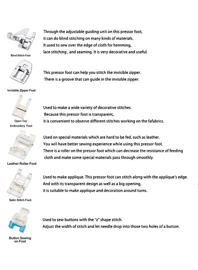 طقم دواسات قدم احترافية لماكينة الخياطة منزلية مكون من 11 قطعة - Image 3