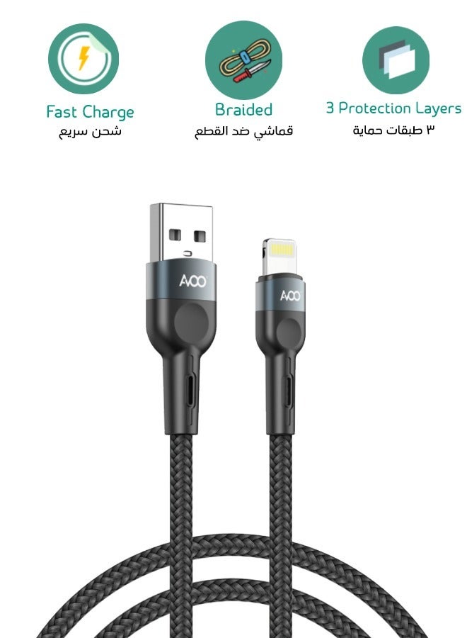 AVOO Fast USB iPhone charging cable with Lightning port (120 cm long) for perfect compatibility with all iPhones from iPhone 7 to iPhone 14 Pro Max - Image 3