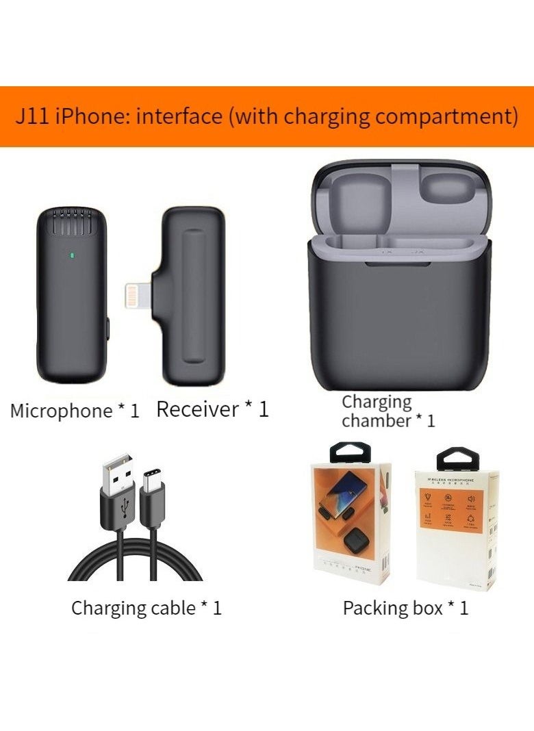 إم مياويان - Miaoyan J11 مع حجرة الشحن ميكروفون لاسلكي lavalier ميكروفون للهاتف المحمول من Apple - Image 1