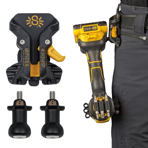 Spider Tool Holster - Pro Tool Holster + Two Driver Pins - Upgraded, Self Locking Multi Tool Holder with Ambidextrous Thumb Lock - Compatible with All Major Drill and Driver Brands - Image 1
