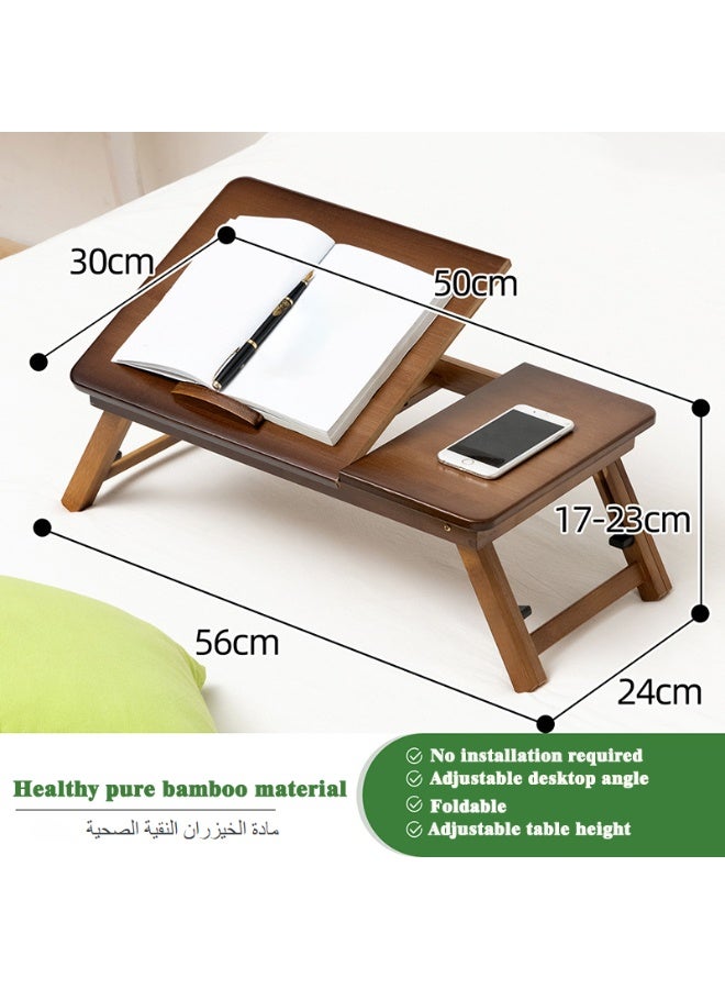 TDAO Four-Position Adjustable Laptop Bed Desk, 100% Natural Bamboo Children's Study Desk, Portable Laptop Table, Folding Breakfast Tray,Low Table, Folding Table, Suitable for Studying and Working, Suitable for Various Environments Such as Bed, Sofa, Floor, Etc. Dimensions: 22.05 inches x 11.8 inches x 6.7 inches, Brown. - Image 2