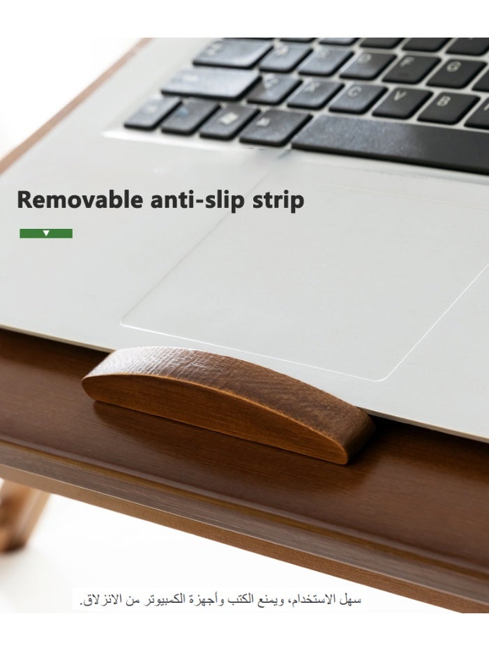 TDAO Four-Position Adjustable Laptop Bed Desk, 100% Natural Bamboo Children's Study Desk, Portable Laptop Table, Folding Breakfast Tray,Low Table, Folding Table, Suitable for Studying and Working, Suitable for Various Environments Such as Bed, Sofa, Floor, Etc. Dimensions: 22.05 inches x 11.8 inches x 6.7 inches, Brown. - Image 3