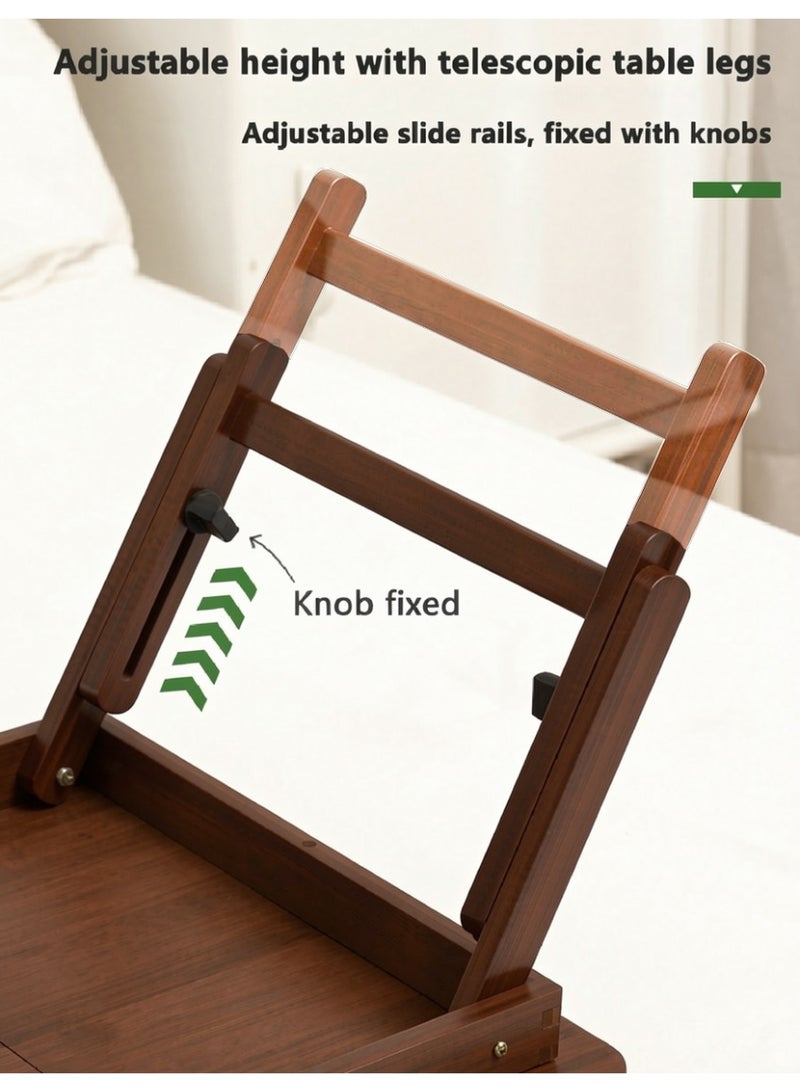 TDAO Four-Position Adjustable Laptop Bed Desk, 100% Natural Bamboo Children's Study Desk, Portable Laptop Table, Folding Breakfast Tray,Low Table, Folding Table, Suitable for Studying and Working, Suitable for Various Environments Such as Bed, Sofa, Floor, Etc. Dimensions: 22.05 inches x 11.8 inches x 6.7 inches, Brown. - Image 5