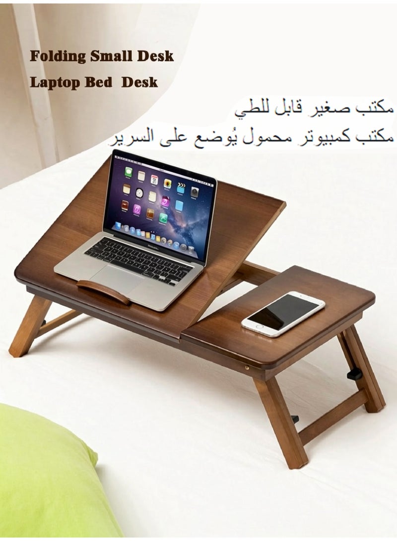 TDAO Four-Position Adjustable Laptop Bed Desk, 100% Natural Bamboo Children's Study Desk, Portable Laptop Table, Folding Breakfast Tray,Low Table, Folding Table, Suitable for Studying and Working, Suitable for Various Environments Such as Bed, Sofa, Floor, Etc. Dimensions: 22.05 inches x 11.8 inches x 6.7 inches, Brown. - Image 1
